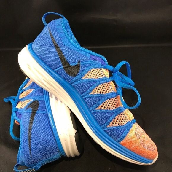 NIKE Air Zoom FLYKNIT Lunar 2 Blue Orange White Womens 8 US 39 EUR Running Shoes - Picture 4 of 14